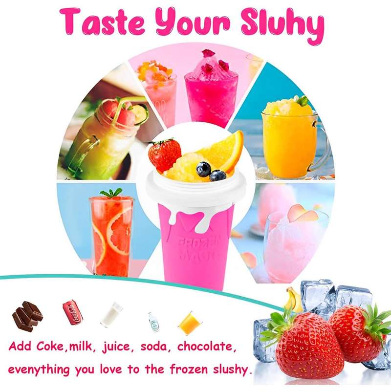 Slushy Frozen Magic Cup, DIY Portable Magic Slushy Squeeze Cup 500ML - Red, White