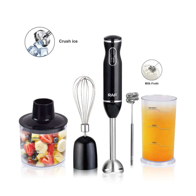 RAF - 5 in 1 Portable Electric Mini Variable Speed 4 Blades Hand Blender