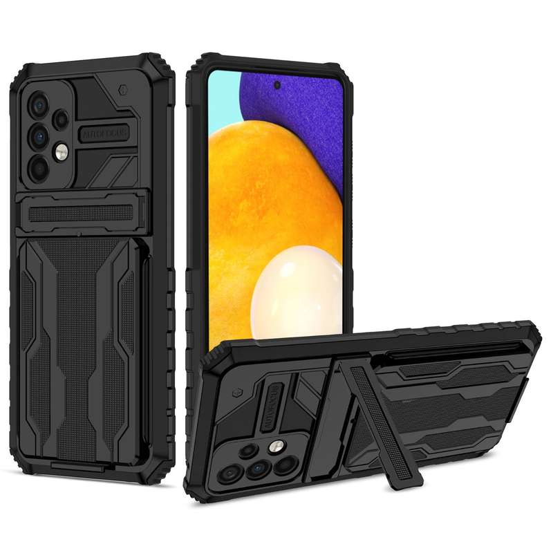 Sliding Hidden Wallet Kickstand Shockproof Heavy Duty Protective Case For Samsung A52