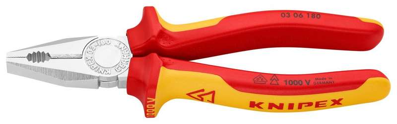 Knipex (03 06 180) 180mm VDE Combination Pliers with Cutting Edges