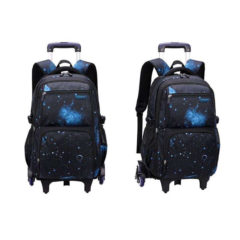 3 Piece Rolling Backpack Set Trolley Preschool Bags For Students - Blue