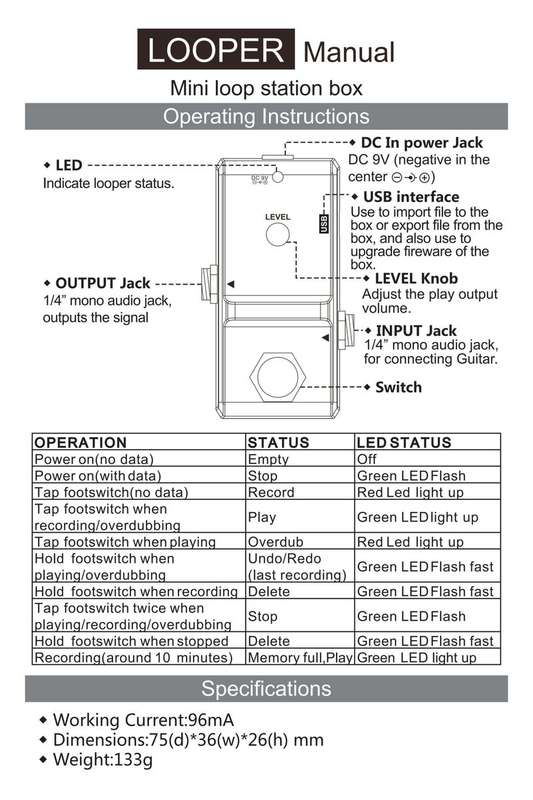 Guitar looper pedal