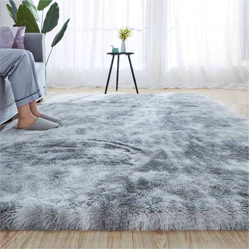 Soft Grey Fluffy Rug