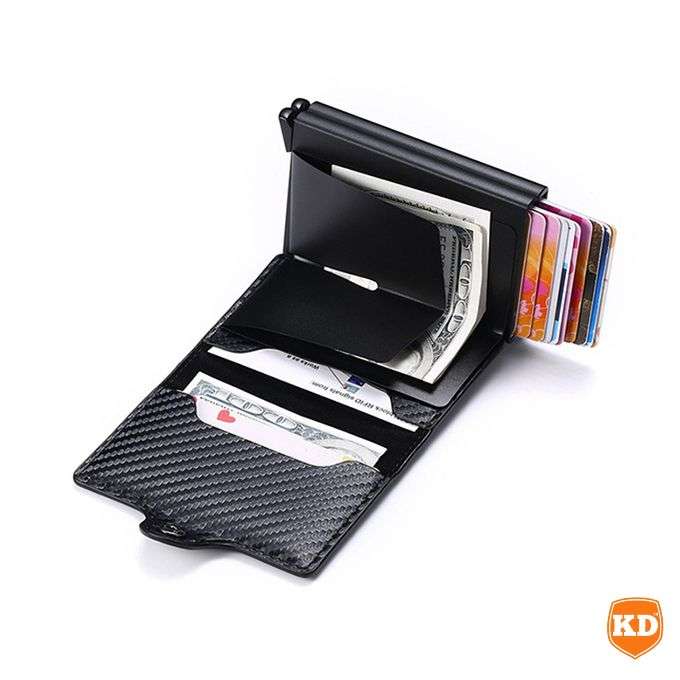 PU double-box aluminum alloy  automatic spring card case