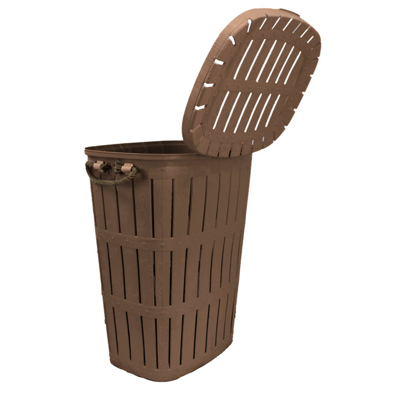 62L Brown Laundry Basket with Rope Handles and Hinged Lid (PLEASE READ DESCRIPTION)