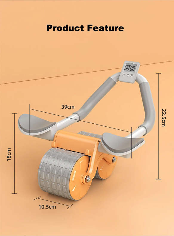 Automatic Ab Roller Wheel Elbow Support and Counter