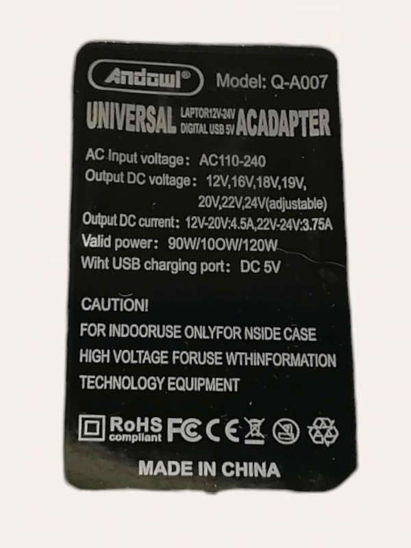 Universal notebook power adaptor with 9 plugs black Q-A007 ANDOWL