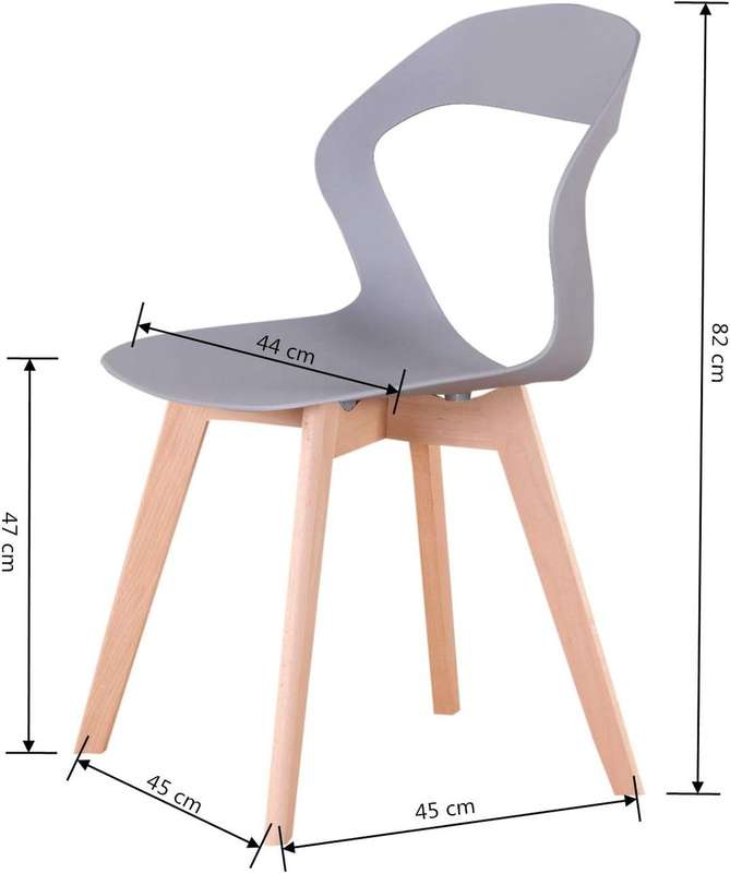Plastic Kitchen Chair 4 Pack - Grey