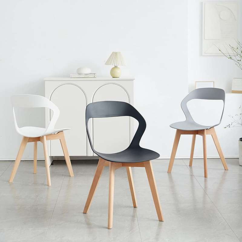 Plastic Kitchen Chair in Black-2 Pack