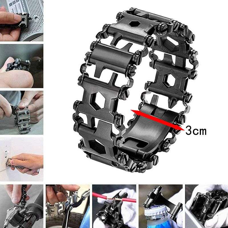 Jacaranda 29 in 1 Multitool Bracelet For Men Outdoor Travel - Silver