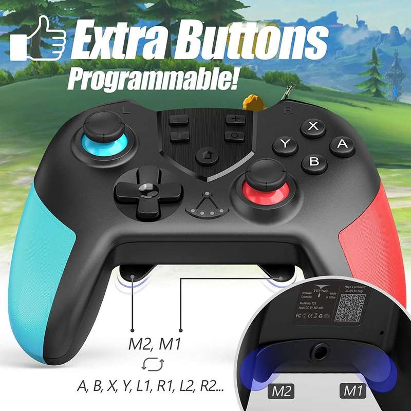 T-23 Double Shock Red/Blue Wireless Controller for Nintendo Switch & N Lite - No Retail Packaging