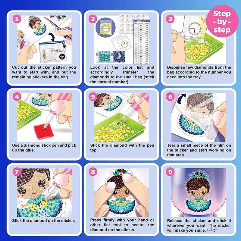 Jacaranda 5D DIY Diamond Painting Sticker Kit With Colouring Goodie Bag - Boys