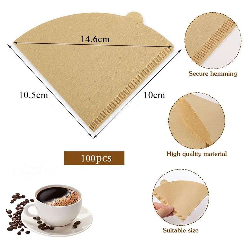 DHAO Coffee Filters Disposable Pour Over Coffee Filter 1-2 Cup - Brown