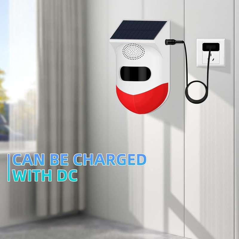 Advanced PIR Outdoor Solar Alarm with Remote Control-white