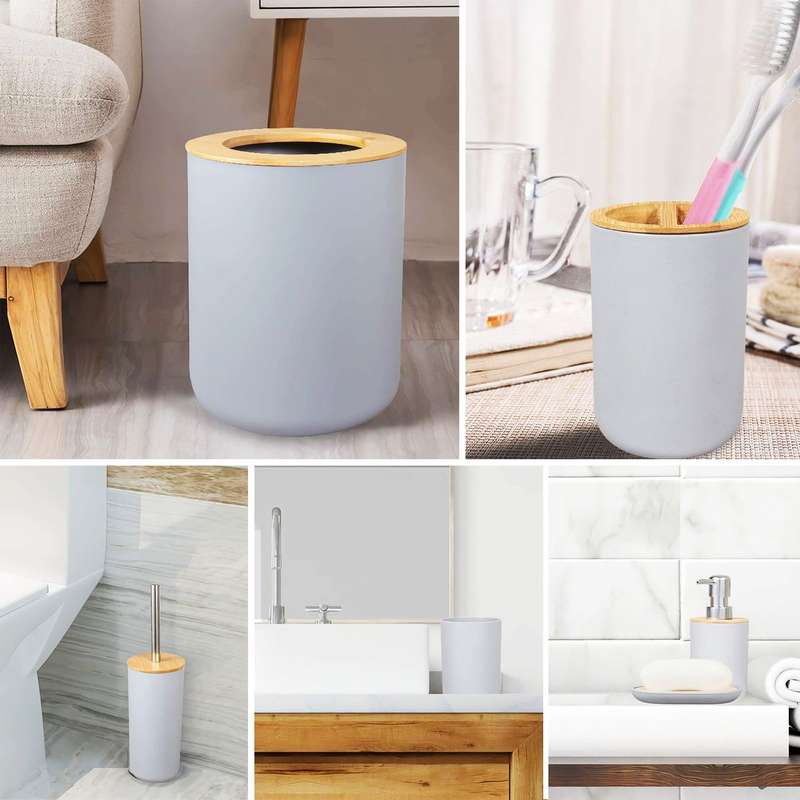 6 Piece Bathroom Accessories Set - Grey