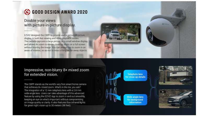 EZVIZ C8PF Dual Lens Pan and Tilt AI Powered Wi-Fi Camera
