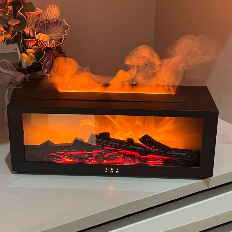 Essential Oil Air Diffuser Flame Colorful Water Vapor Fireplace Humidifier