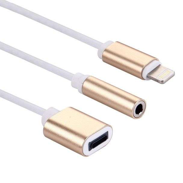 10 cm 8 Pin Female & 3.5mm Audio Female to 8 Pin Male Charger Adapter Cable - Black