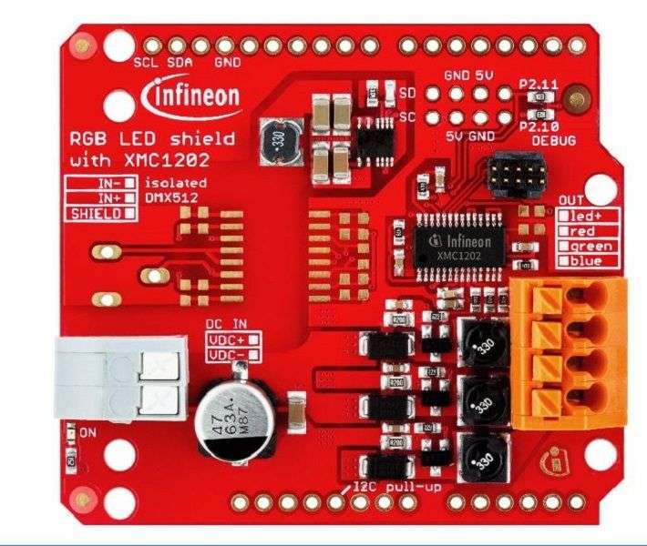 Infineon (KITLEDXMC1202AS01TOBO1) Evaluation Board, RGB LED Lighting Shield