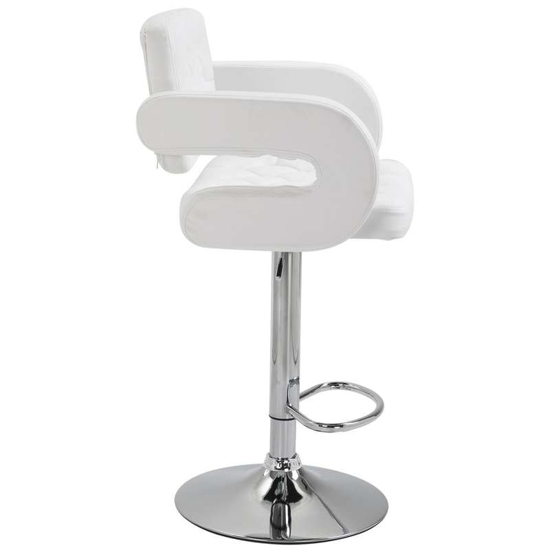 Bar Stools -Luxury Leather Barstools with Chrome Base - Set of 2 - White Colour