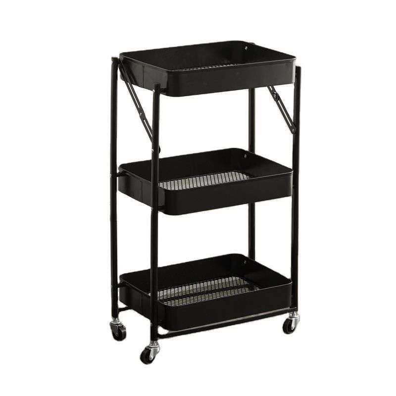 3 Layer Foldable Food Trolley Storage Cart Organizer