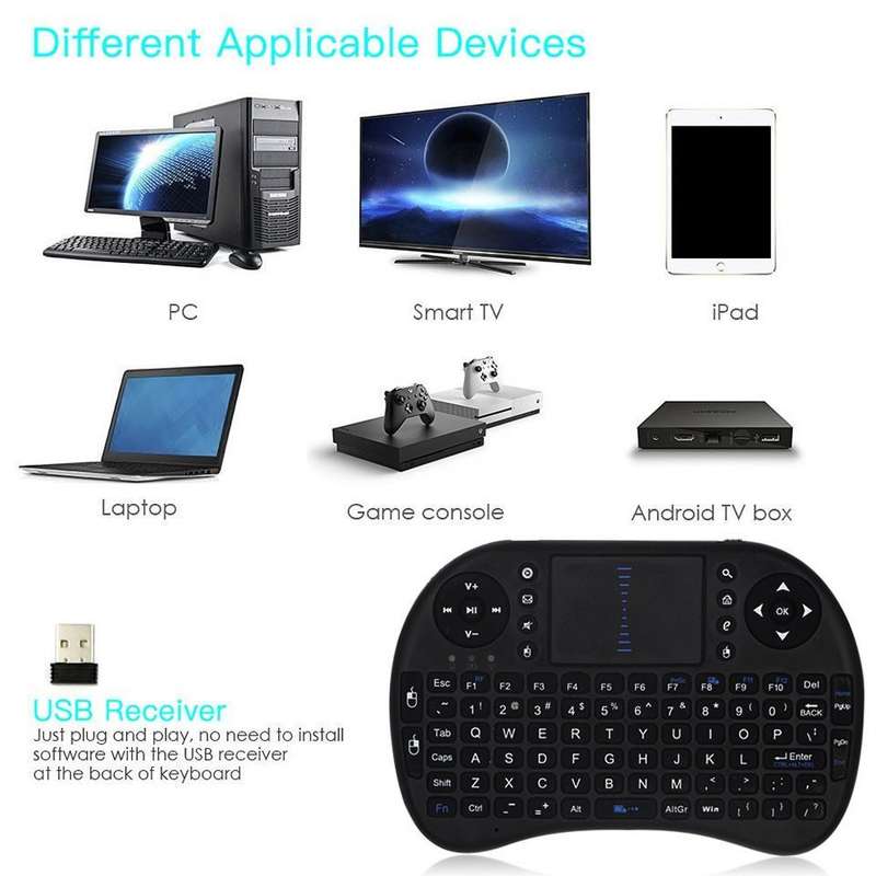 Mini 2.4GHz Backlit Wireless Keyboard Touchpad for PC TV Box Android