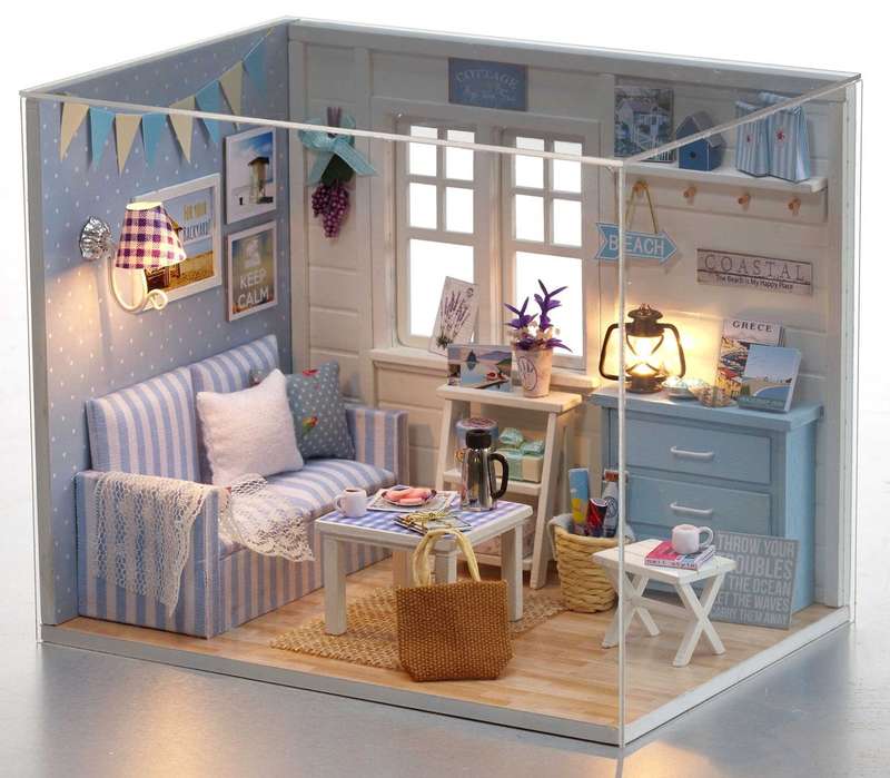 CUTEROOM DIY Miniature House - Fresh Sunshine Light Blue Room