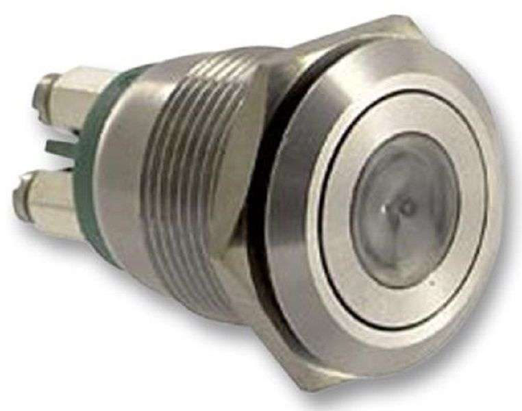 Bulgin Limited (MPI001/TERM/GN) Vandal Resistant Switch, 19.2 mm, SPST-NO