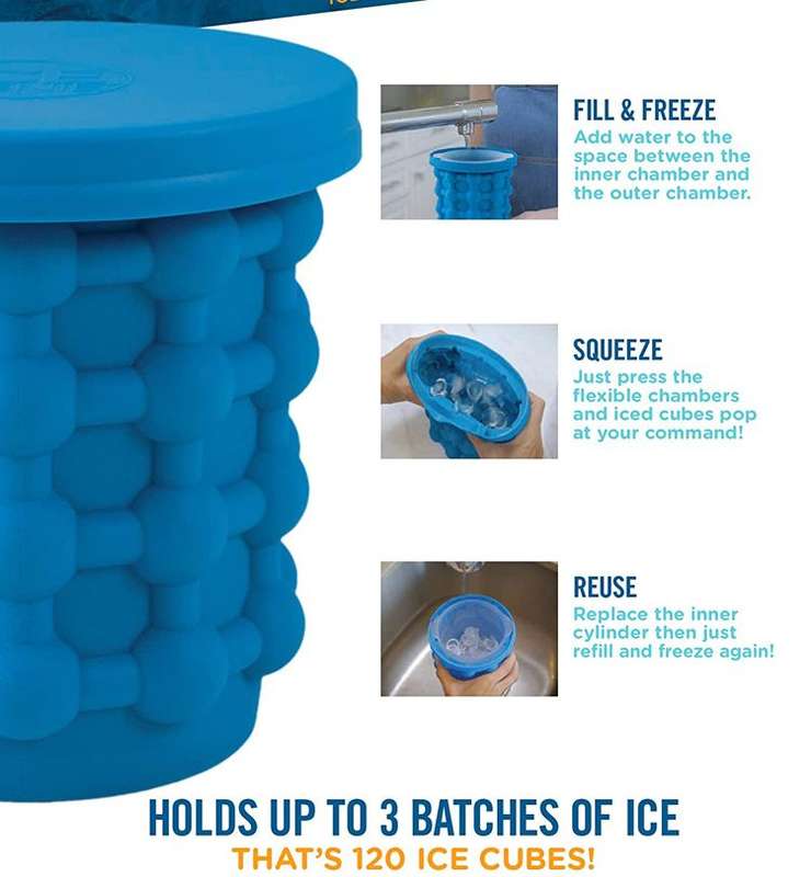 2-in-1 Ice Cube Maker and Ice Bucket Genie