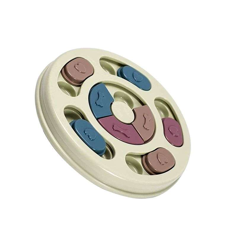 Interactive Dog Round Puzzle Game Toy Treat Dispenser Slow Feeder - Pink