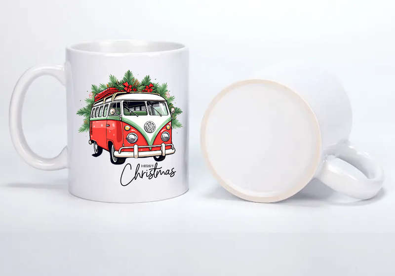 Vintage Christmas VW Van Coffee Mug