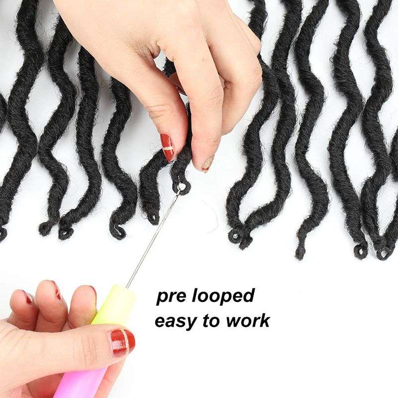 18" Wavy Gypsy Locs Ombre Crochet Hair African Roots Braiding Hair - Black