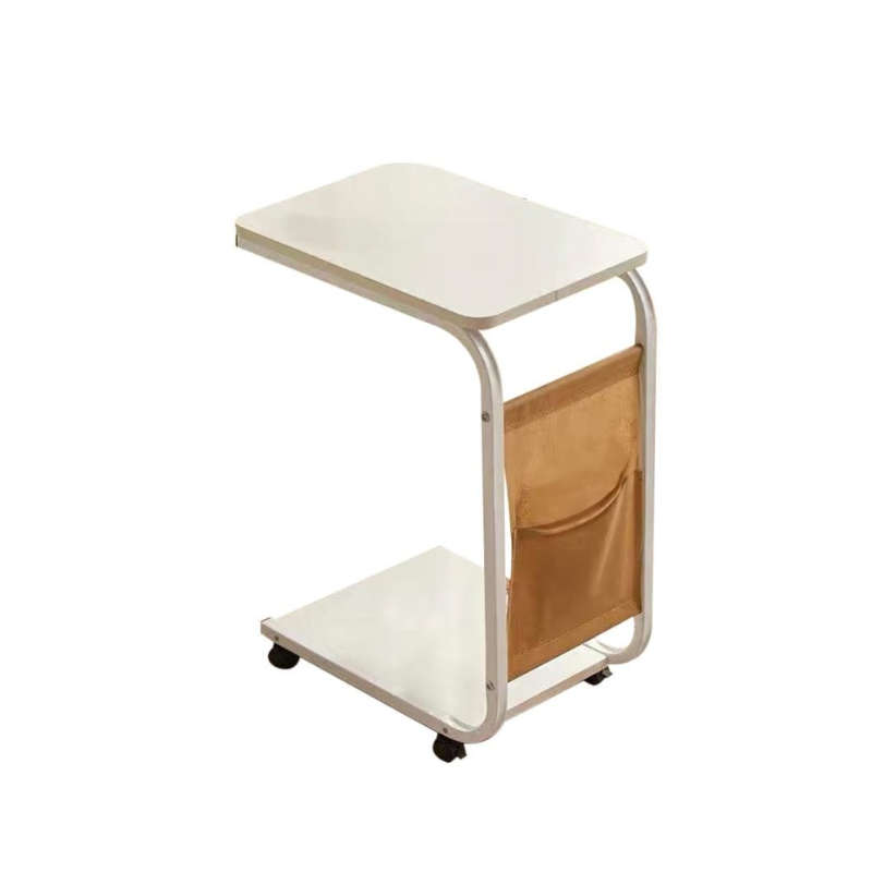 Sofa Side Table with Wheels and Storage Bag