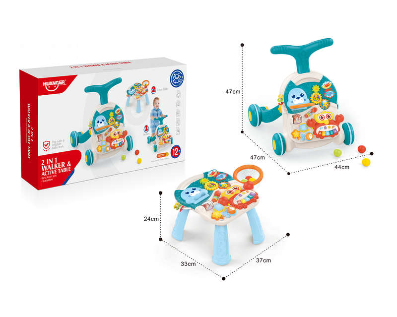 Jack Brown 2 in 1 Baby Baby Music Walker and Active Table - Red - Blue