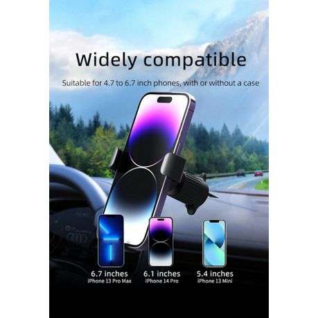 LENOVO - Phone Mount for Car Vent With Upgraded Clip - Black