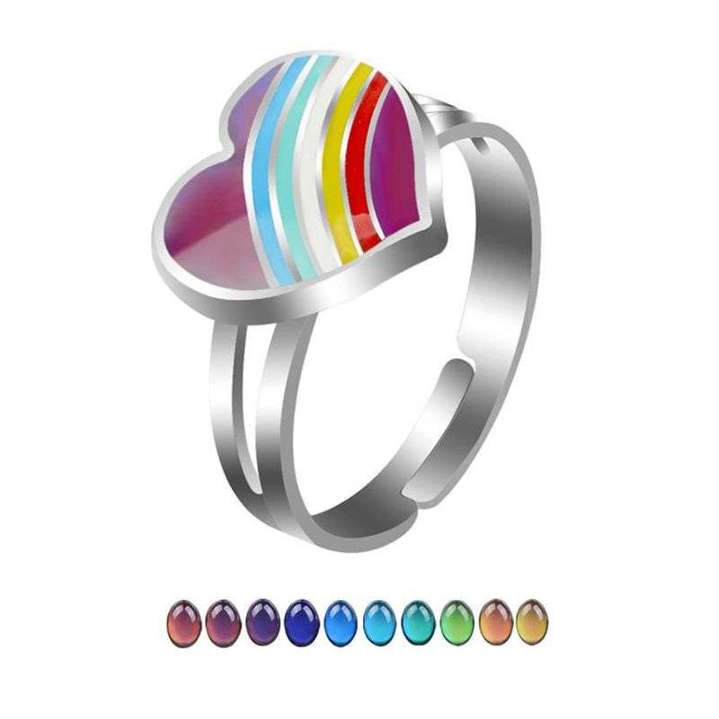 8 Pieces Adjustable Size Color Changing Ring Set Mood Ring For Women Girls