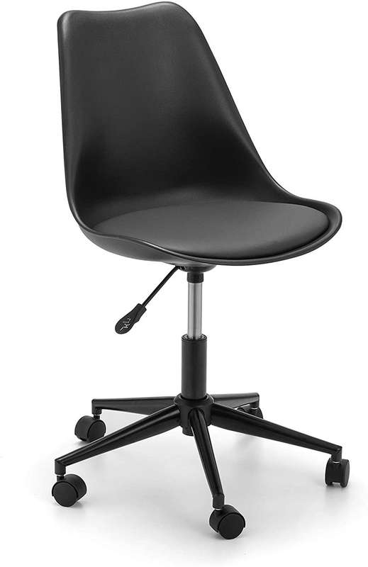 office Chair - Padded seat with Wheels - Black Colour