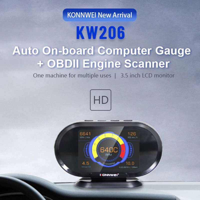 KONNWEI KW206 Auto On-board Computer Gauge + OBD2 Engine Scanner