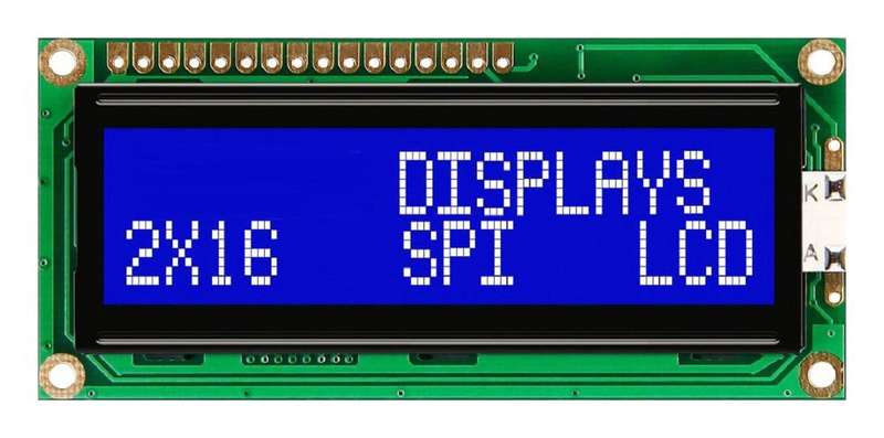 Midas (MC21605C6W-BNMLWS-V2) Alphanumeric LCD, 16 x 2, White on Blue, 5V