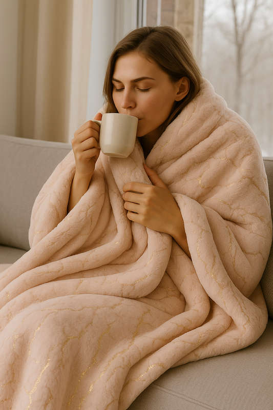 FLEECEX- Marble Design Fleece Blanket  - Warm Winter Throw