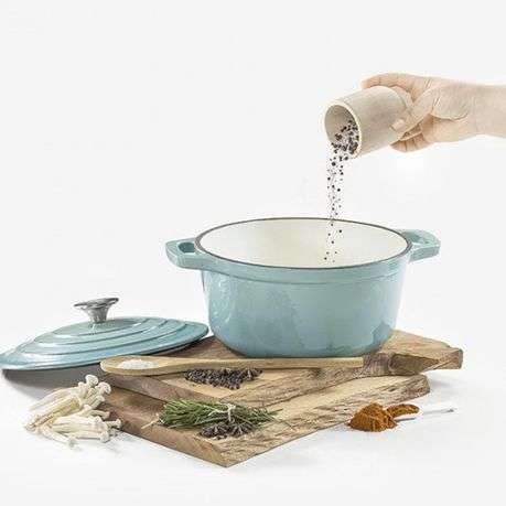 DH - New Design Dutch Pot Cookware Sets Cast Iron - 7 Piece - Sky Blue