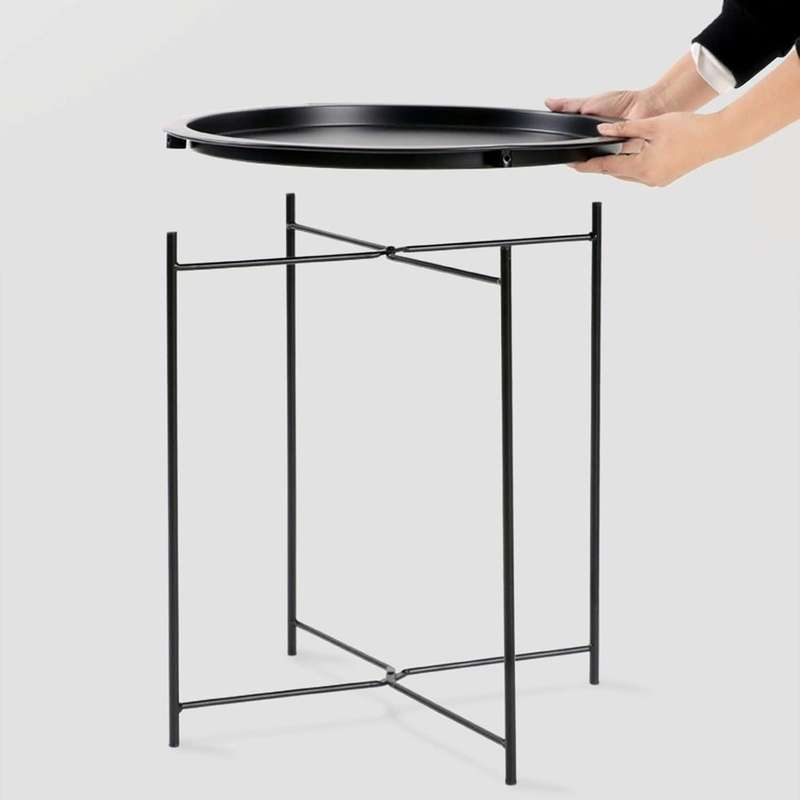Metal Side Table Round Coffee Table Folding End Table Sofa Table