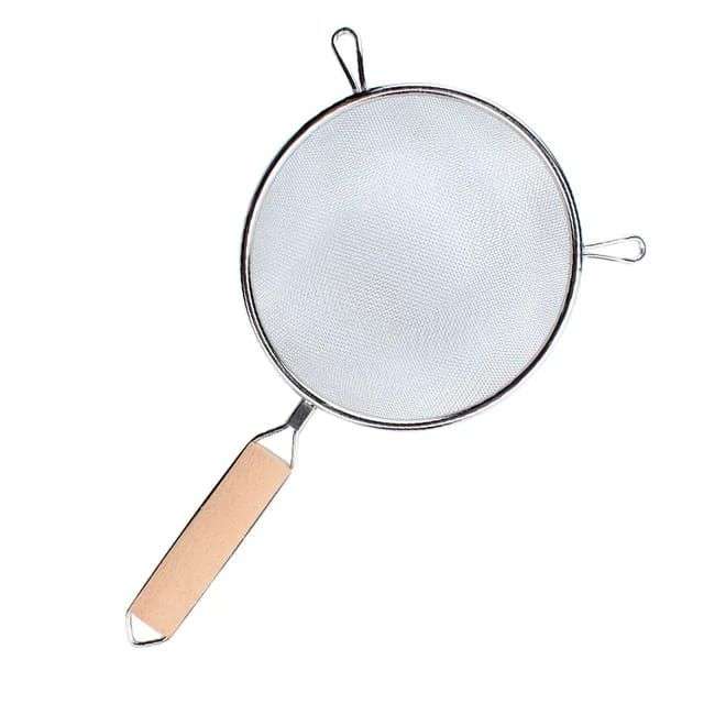 KT32263 Stainless Steel Oil Filter Strainer Skimmer Ladle With Wooden Handle