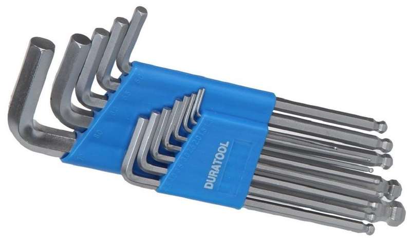 Duratool D00596 13 Piece Long Arm Ball Ended Metric Hex Key Sets