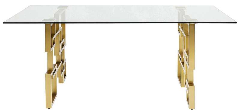 Modern Glass Dining Table With Gold Finishes