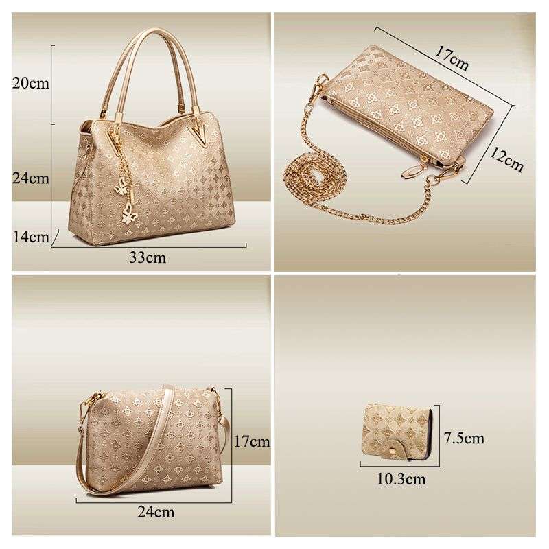 4 Pieces Purses And Handbags For Women Shoulder Tote Bag Set - White