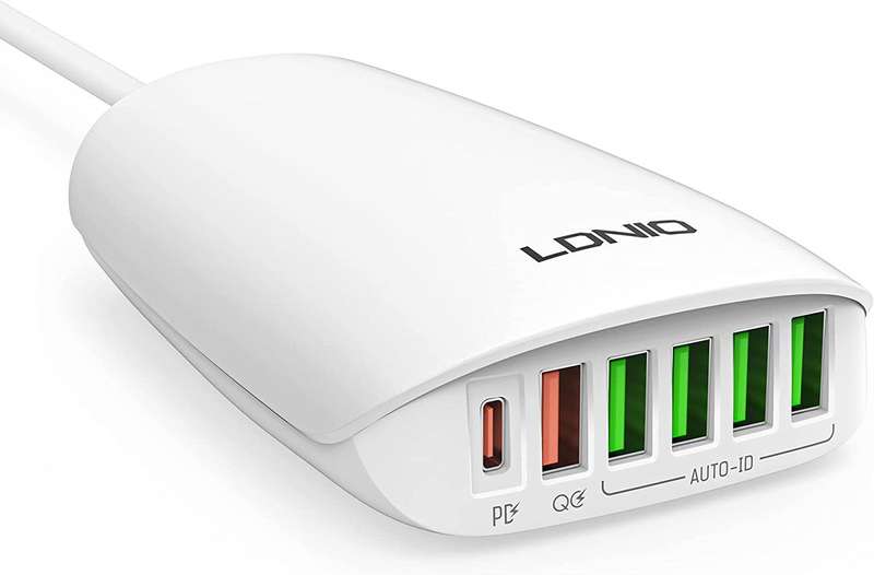 LDNIO 65W USB Fast Charging 6 Port USB Charger For your MacBook& CellPhones