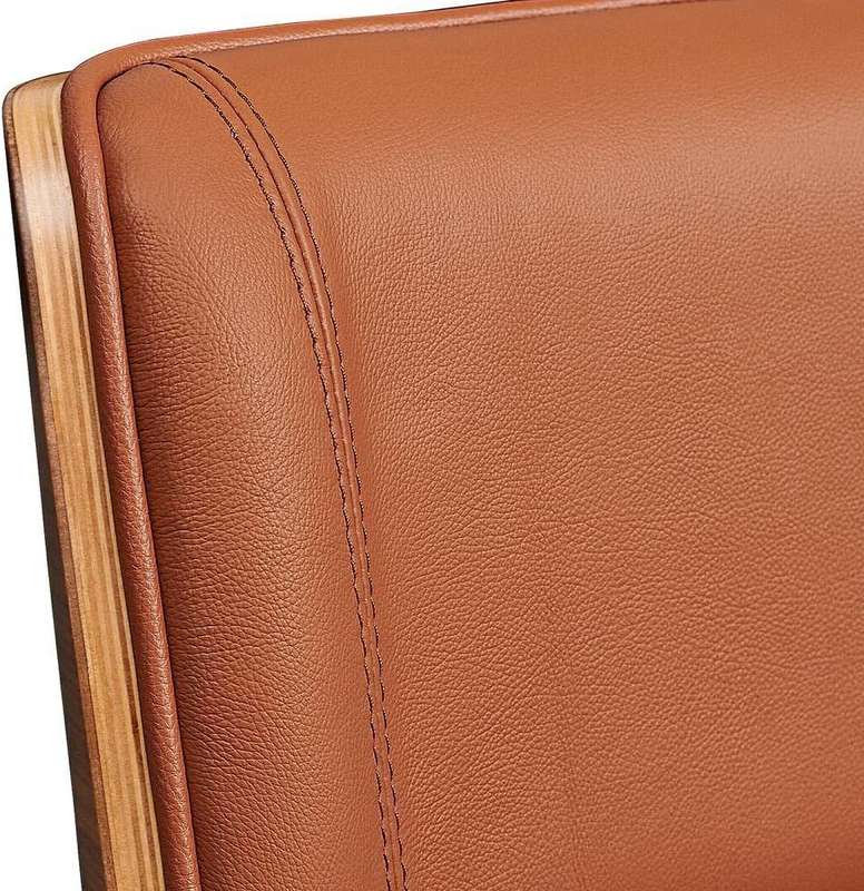 Office Chairs - Executive Brown Wooden Base Microfiber Leather Top - Walnut