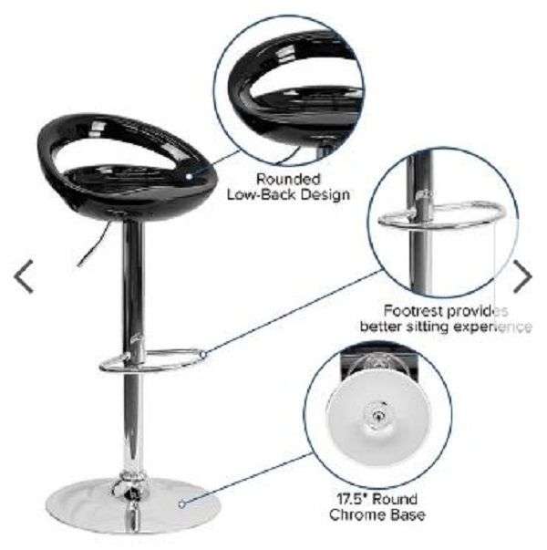Barstool - Glossy Cutout Barstool with Gear Lift - Black