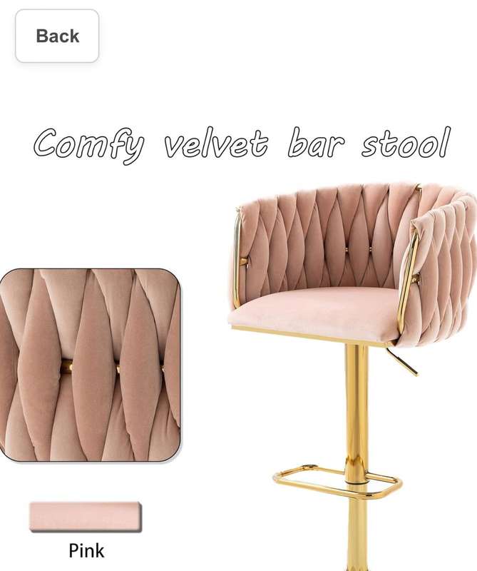 Velvet Woven Bar Stool - Pink